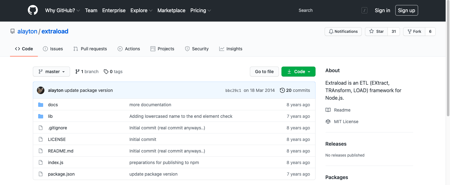 Node.js Open Source Extraload Github Page